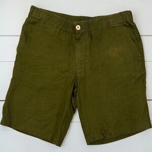 Quince Men's Army Green European Linen Shorts Size M (Flaw) Coastal Minimalist